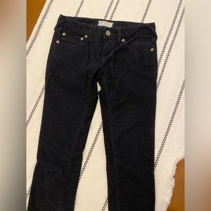 Free People Low Rise Navy Corduroy Skinny Pants